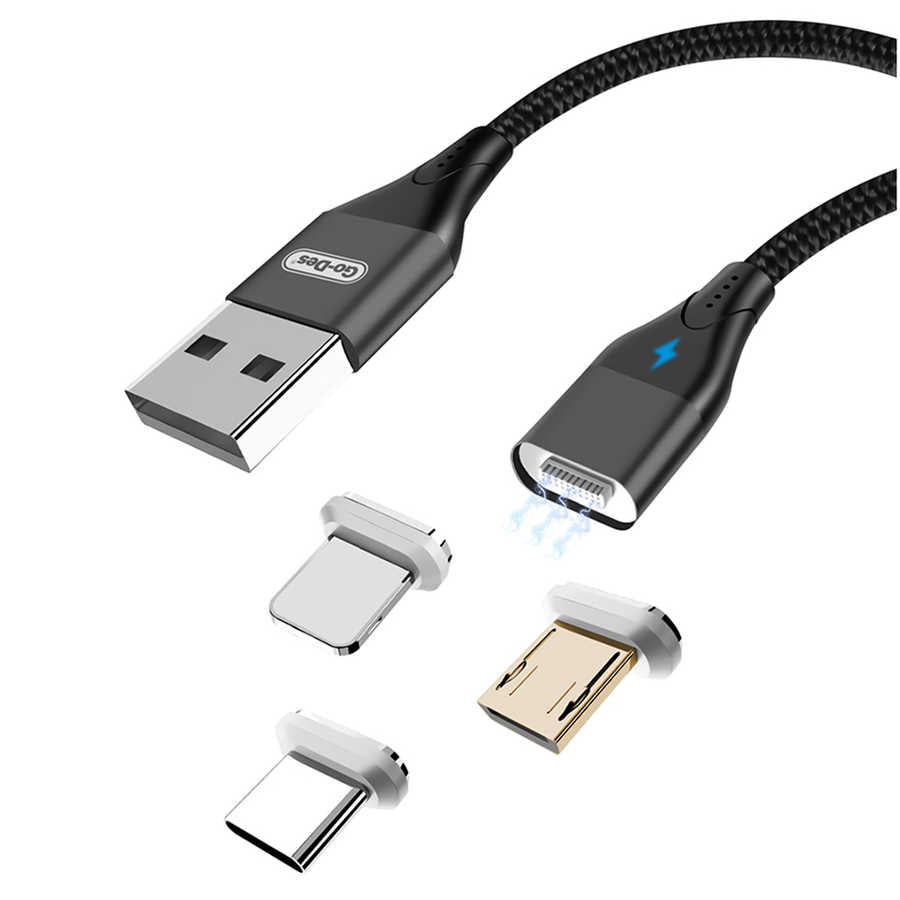 Go-Des GD-UC501 3 in 1 Magnetic USB Hızlı Şarj-Data Kablosu - 1 Go-Des GD-UC501 3 in 1 Magnetic USB Hızlı Şarj-Data Kablosu - 1